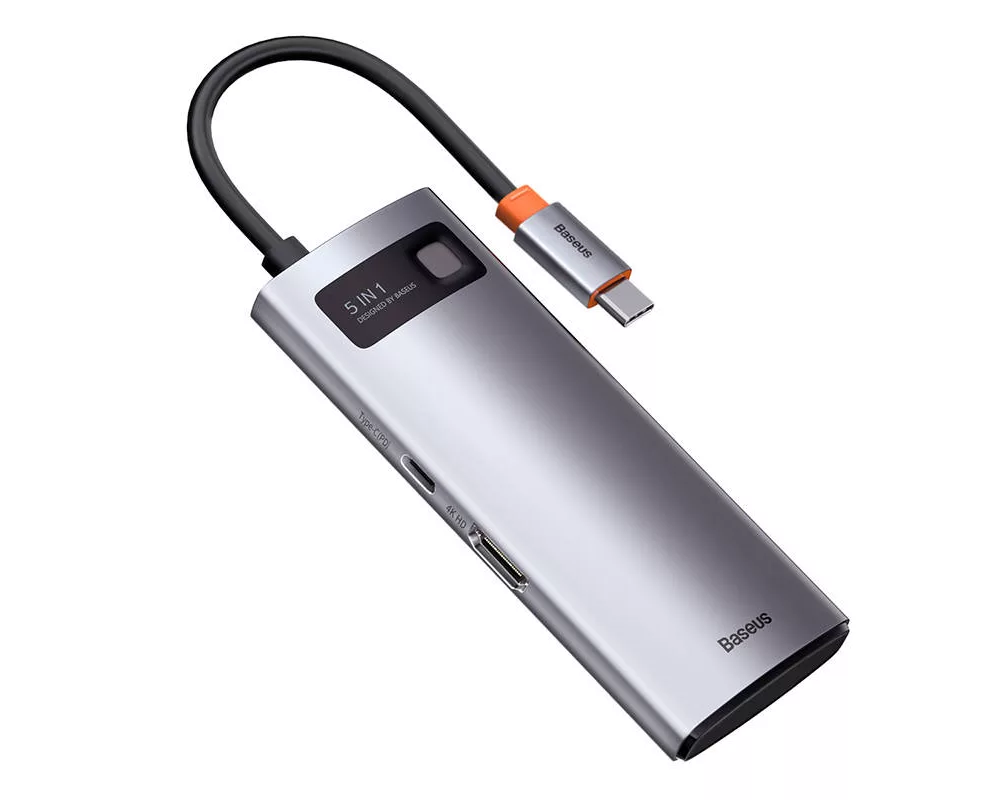 USB хъб Мултифункционален хъб Baseus Metal Gleam Series 5в1 USB-C към 3x USB 3.0 + HDMI + USB-C PD WKWG020013 - сив 4