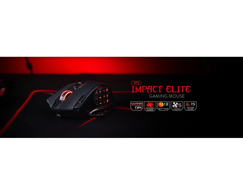 Мишка Безжична и кабелна Redragon M913-BK Impact Elite RGB черна 10