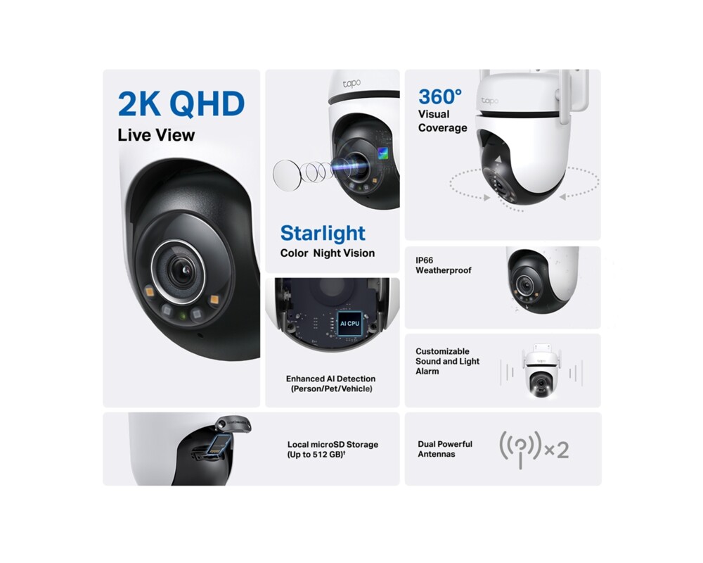 Цифрова IP камера TP-Link Tapo C520WS 4MP 2K QHD панорамна 2