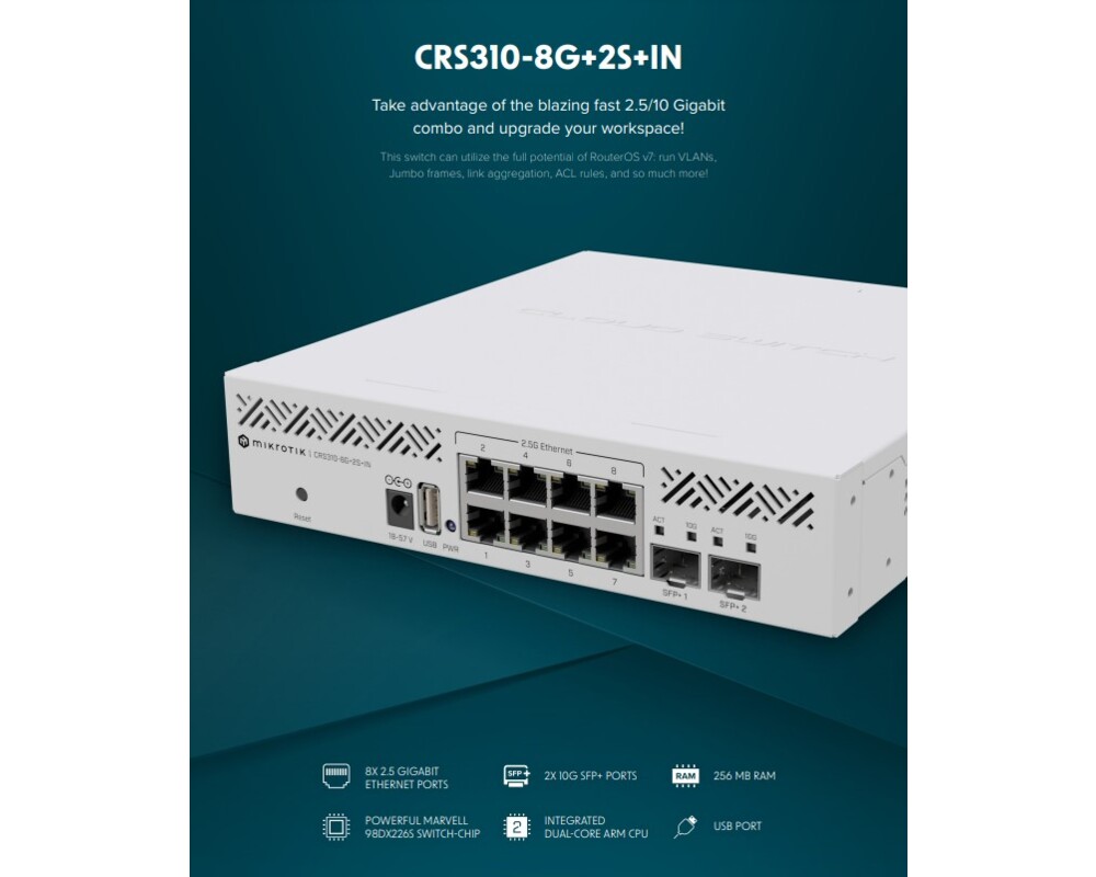 Switch (Комутатор) MikroTik CRS310-8G+2S+IN 4