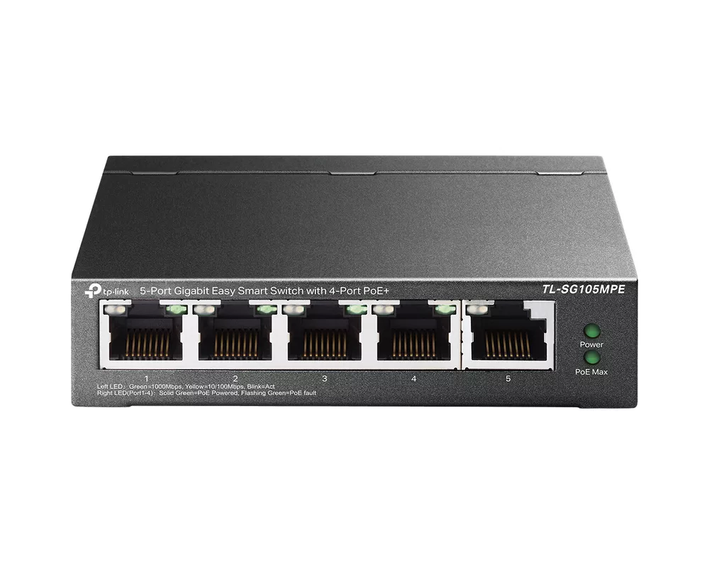 Switch (Комутатор) TP-Link TL-SG105MPE 5-портов Gigabit Easy Smart Switch с 4 порта PoE+ 2