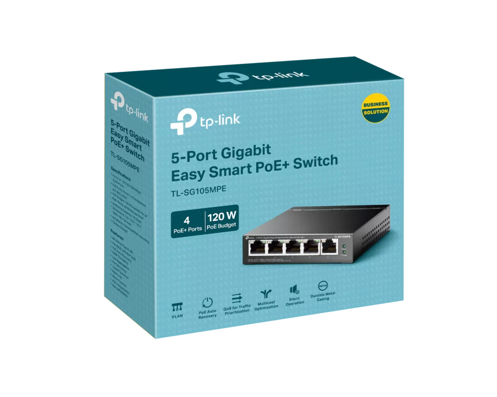 Switch (Комутатор) TP-Link TL-SG105MPE 5-портов Gigabit Easy Smart Switch с 4 порта PoE+ 3