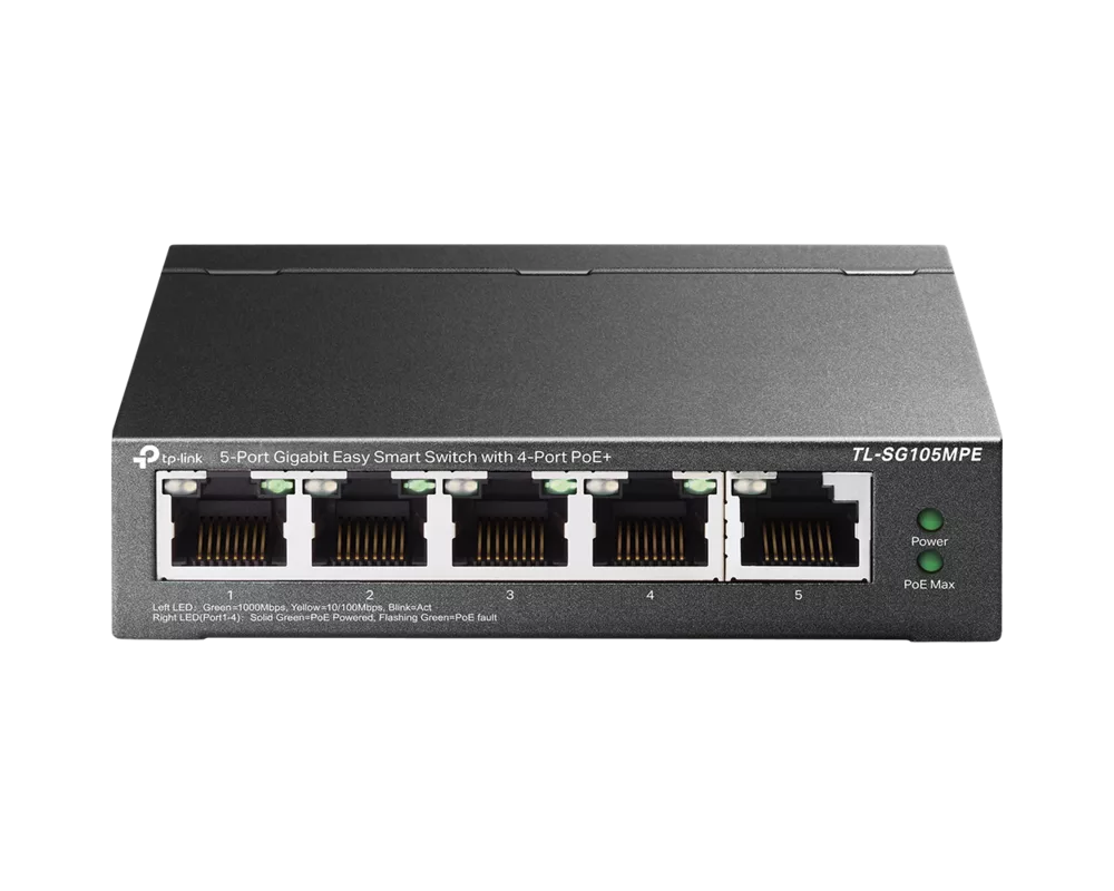 Switch (Комутатор) TP-Link TL-SG105MPE 5-портов Gigabit Easy Smart Switch с 4 порта PoE+ 2