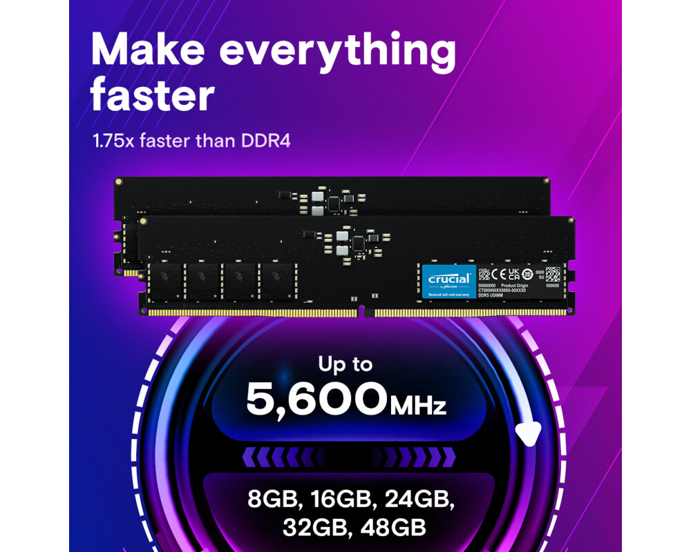 Памет 16GB Crucial DDR5-5600 UDIMM CL46 4
