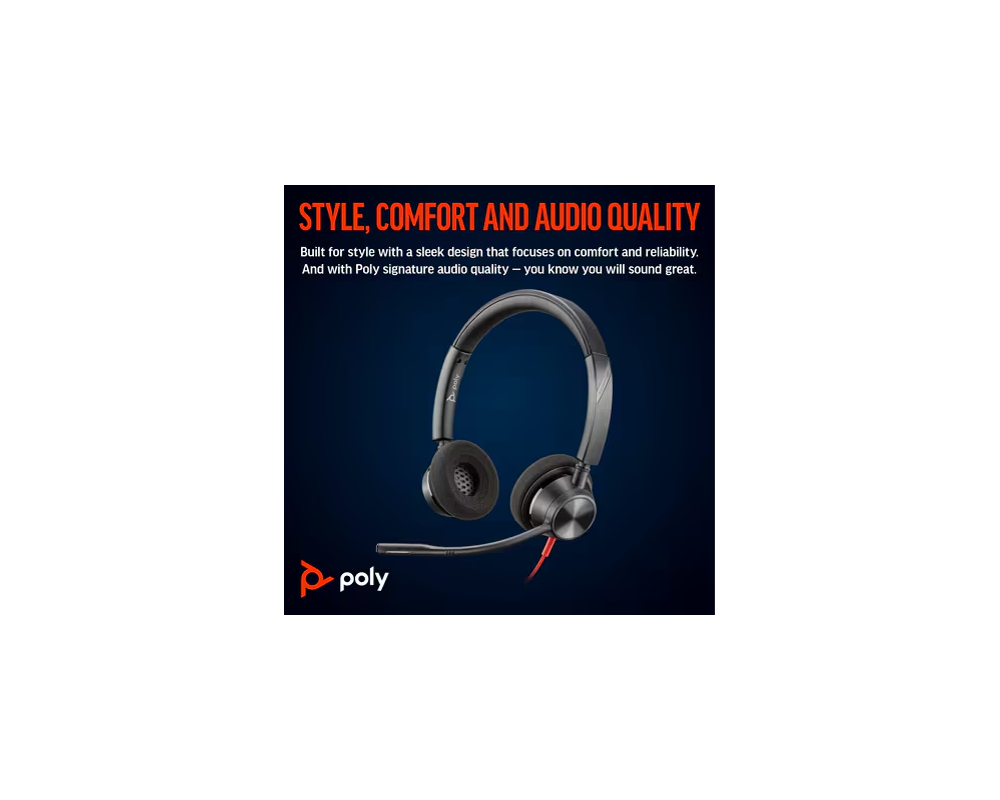 Слушалки HP Poly Blackwire 3320 Stereo Microsoft Teams Certified USB-C Headset +USB-C 5