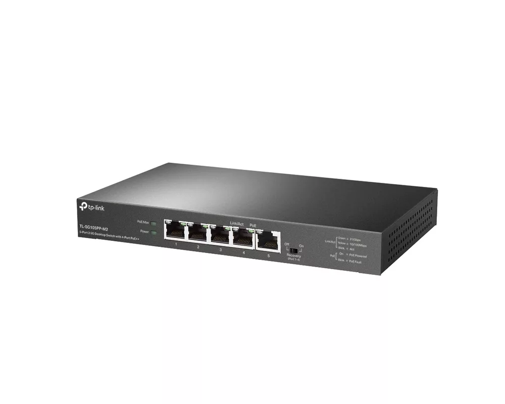Switch (Комутатор) TP-Link TL-SG105PP-M2 5-портов 2.5G настолен с 4-порта PoE++ 2