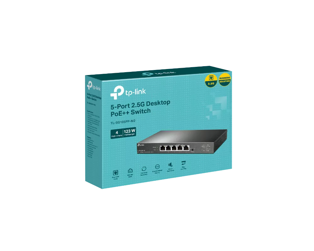 Switch (Комутатор) TP-Link TL-SG105PP-M2 5-портов 2.5G настолен с 4-порта PoE++ 3