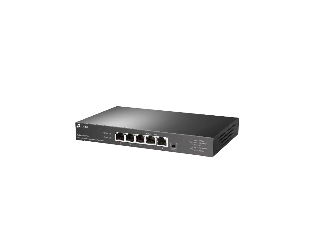 Switch (Комутатор) TP-Link TL-SG105PP-M2 5-портов 2.5G настолен с 4-порта PoE++ 2