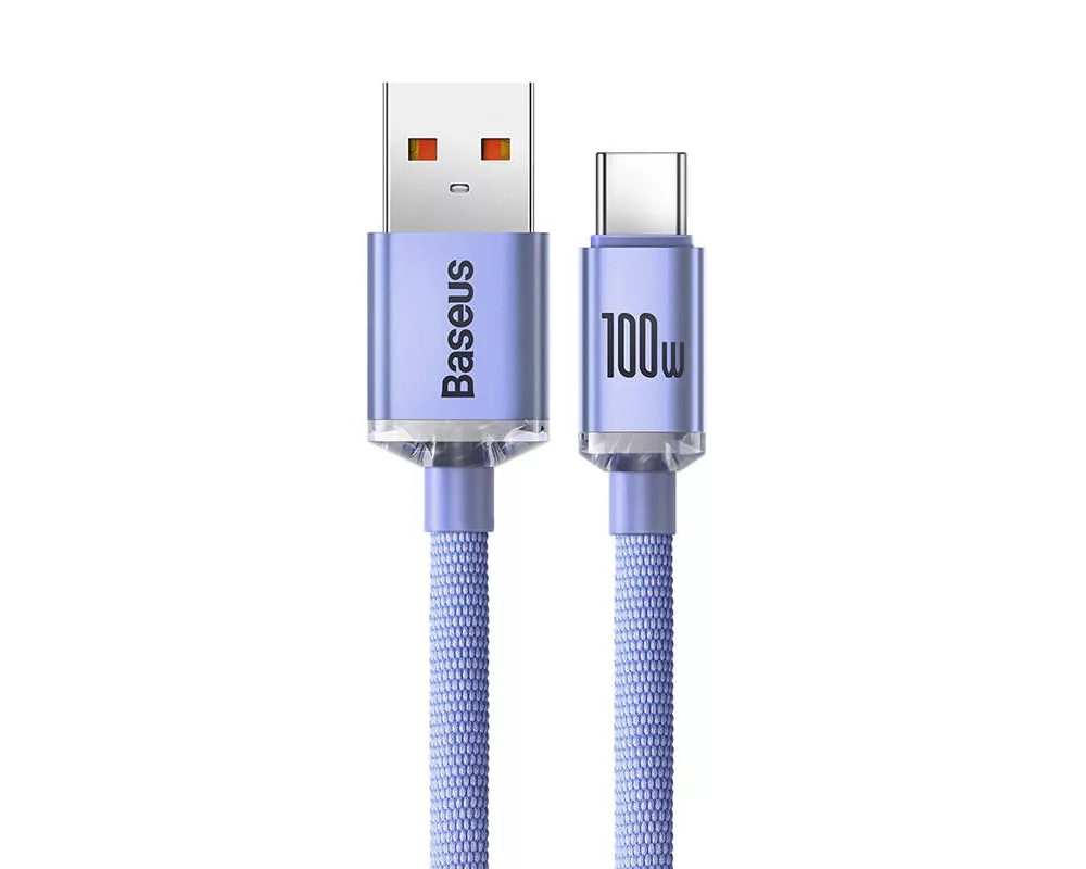 Кабел Кабел Baseus Crystal Shine USB Type A към USB Type C 100W 2м CAJY000505 - лилав 3