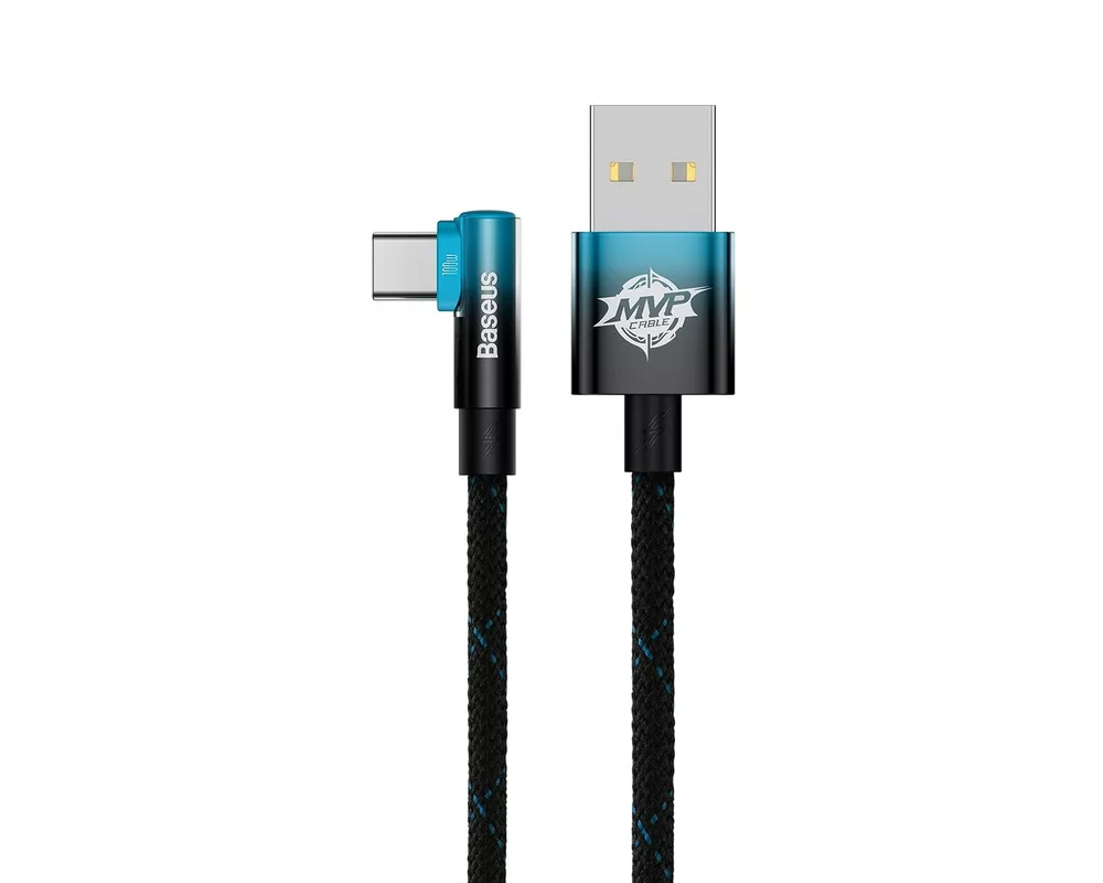 Кабел Кабел Baseus CAVP000421 MVP 2 Elbow-shaped Fast Charging USB към Type-C 100W 1м, черен-син 3