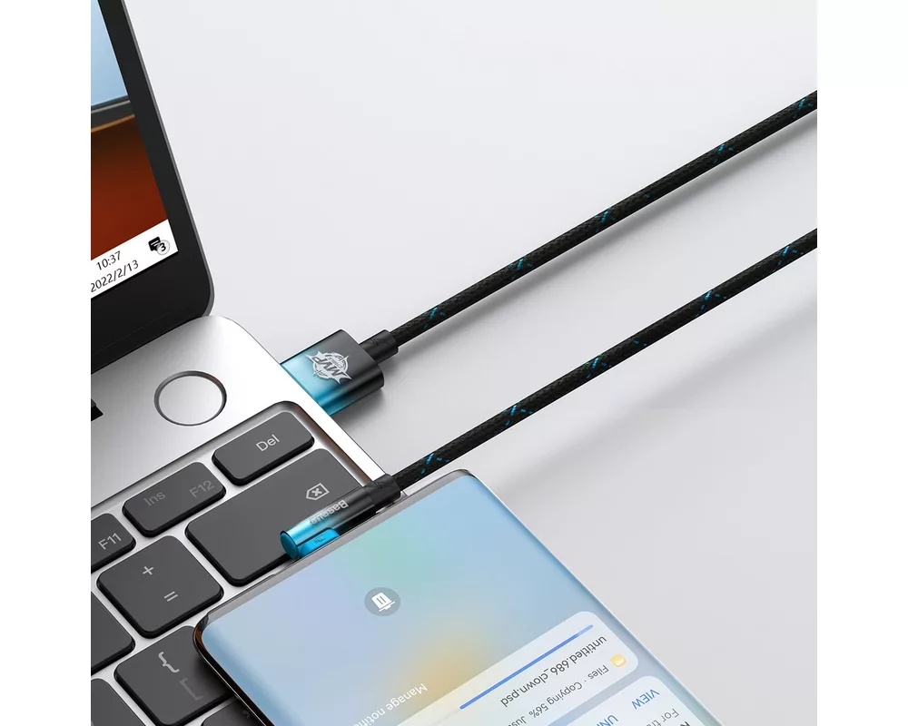 Кабел Кабел Baseus CAVP000421 MVP 2 Elbow-shaped Fast Charging USB към Type-C 100W 1м, черен-син 6