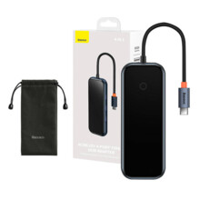  Baseus AcmeJoy WKJZ010013 4-портов USB-C към 3xUSB 3.0 + USB-C PD - тъмносив 699640 WKJZ010013 на топ цена - PIC.bg