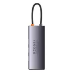 USB хъб Baseus Metal Gleam Series 6в1 USB Type C към 3x USB 3.0 + HDMI + USB-C PD + VGA WKWG030013 - сив 3