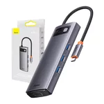 <span>USB хъб</span> Baseus Metal Gleam Series 6в1 USB Type C към 3x USB 3.0 + HDMI + USB-C PD + VGA WKWG030013 - сив <span class='catalog-num-in-name'>WKWG030013</span> - 