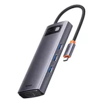 USB хъб Baseus Metal Gleam Series 6в1 USB Type C към 3x USB 3.0 + HDMI + USB-C PD + VGA WKWG030013 - сив 4