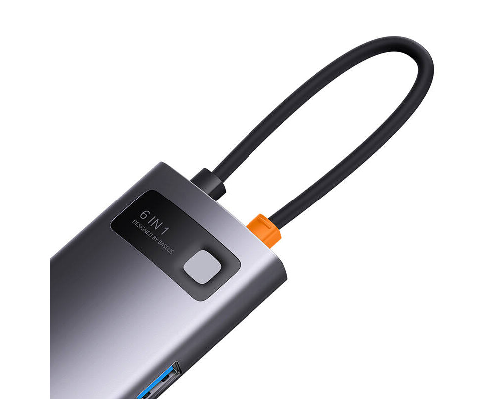 USB хъб Baseus StarJoy 6 в 1 USB-C към 3x USB-A / 1x HDMI / 1x RJ45 / 1x USB-C PD WKWG080013 - сив 7