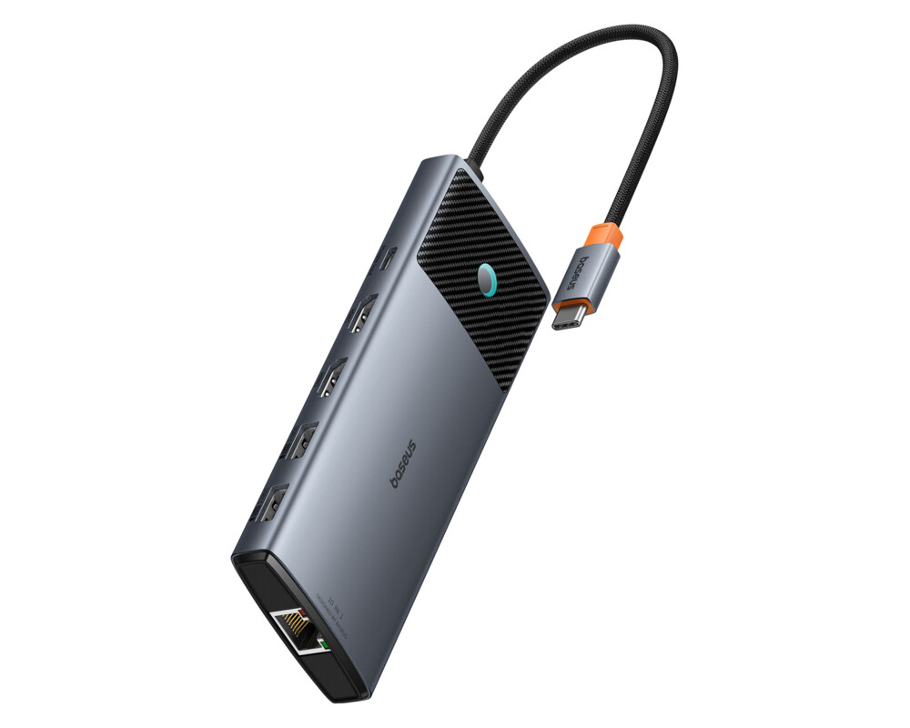 USB хъб Baseus 10 в 1 Metal Gleam II Series Type-C към 2xHDMI, USB-C, 3xUSB-A, RJ45, SD/TF,  USB-C(PD) B00061800813-01 - сив 2