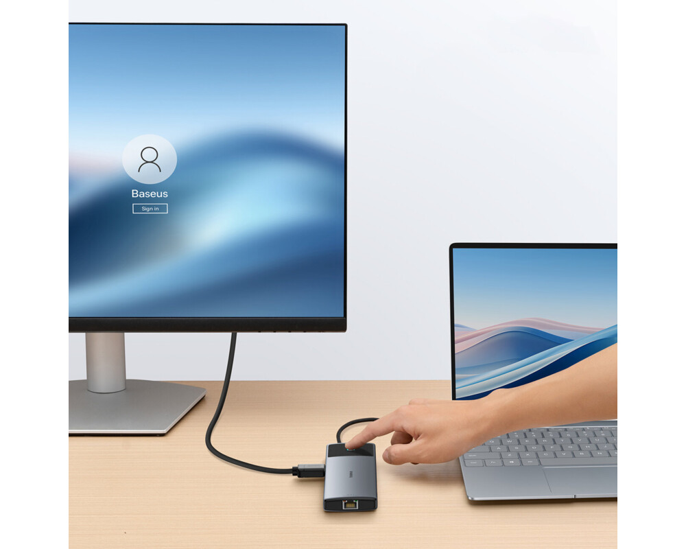 USB хъб Baseus 10 в 1 Metal Gleam II Series Type-C към 2xHDMI, USB-C, 3xUSB-A, RJ45, SD/TF,  USB-C(PD) B00061800813-01 - сив 6