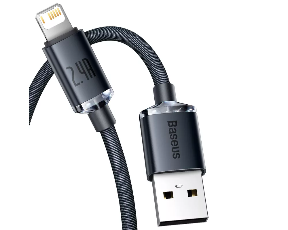 Кабел Baseus CAJY000001 Crystal Shine USB Type A към Lightning, 2.4A 1,2м CAJY000001 - черен 3