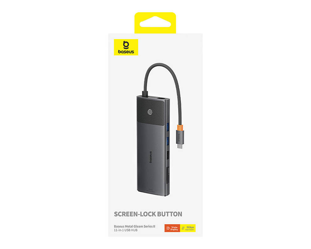 USB хъб Baseus Metal Gleam Series II 11-в-1 USB Type C към HDMI, DisplayPorts, USB-A x 2, USB-C PD, SD/TF B00061801123-00 10