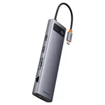 <span>USB хъб</span> Baseus 11 в 1 StarJoy Metal Glam Series Type-C към HDMI +VGA + 3 x USB 3.0 + USB 2.0+USB-C PD + RJ45 + SD/TF +3,5мм B00030709811-00 - тъмносив <span class='catalog-num-in-name'>B00030709811-00</span> - 