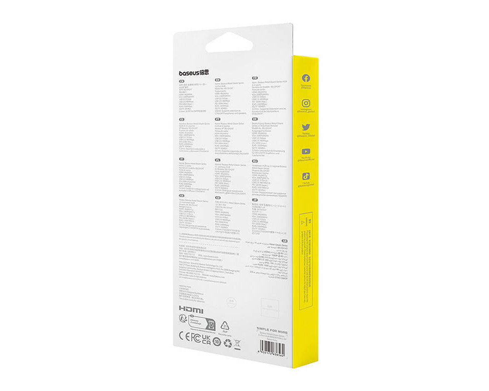 USB хъб Baseus 11 в 1 StarJoy Metal Glam Series Type-C към HDMI +VGA + 3 x USB 3.0 + USB 2.0+USB-C PD + RJ45 + SD/TF +3,5мм B00030709811-00 - тъмносив 6