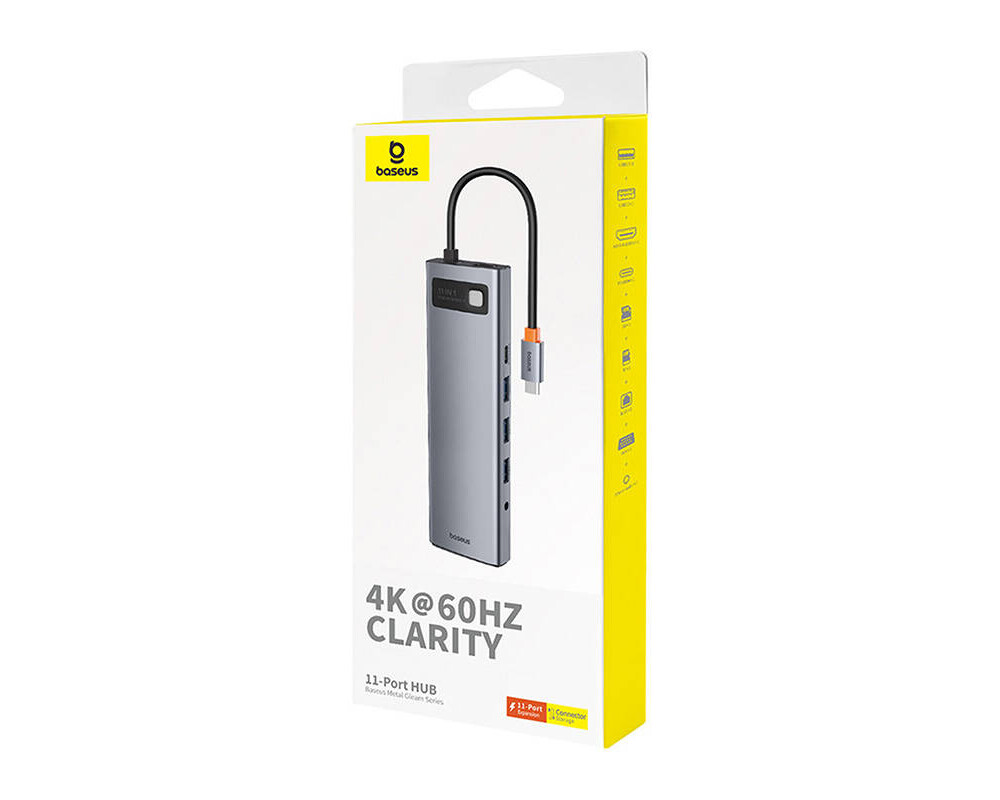 USB хъб Baseus 11 в 1 StarJoy Metal Glam Series Type-C към HDMI +VGA + 3 x USB 3.0 + USB 2.0+USB-C PD + RJ45 + SD/TF +3,5мм B00030709811-00 - тъмносив 5