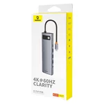 USB хъб Baseus 11 в 1 StarJoy Metal Glam Series Type-C към HDMI +VGA + 3 x USB 3.0 + USB 2.0+USB-C PD + RJ45 + SD/TF +3,5мм B00030709811-00 - тъмносив 3