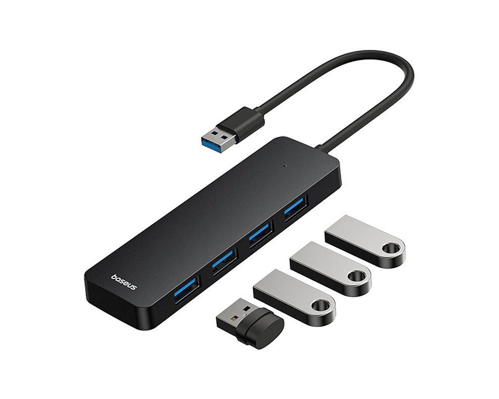 USB хъб Baseus 4 в 1 UltraJoy Lite USB-А към USB 3.0, 15 см B0005280B111-00 - черен 7