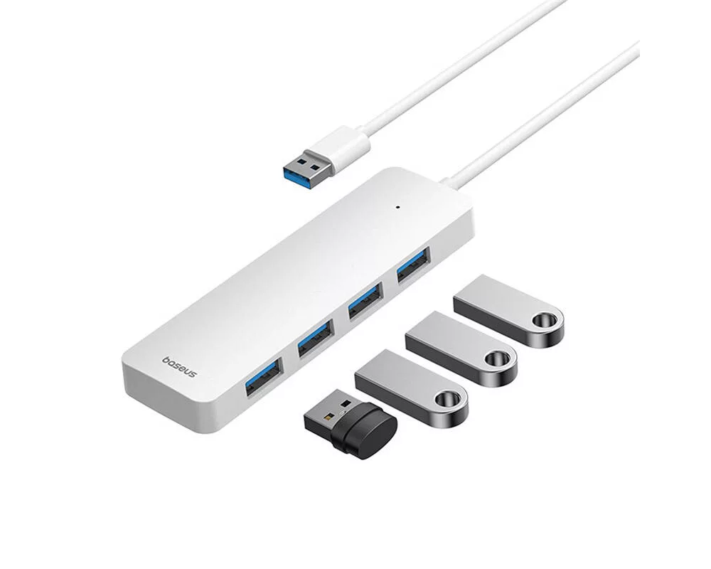 USB хъб Baseus 4 в 1 UltraJoy Lite USB-А към USB 3.0, 15 см B0005280B211-00 - бял 7