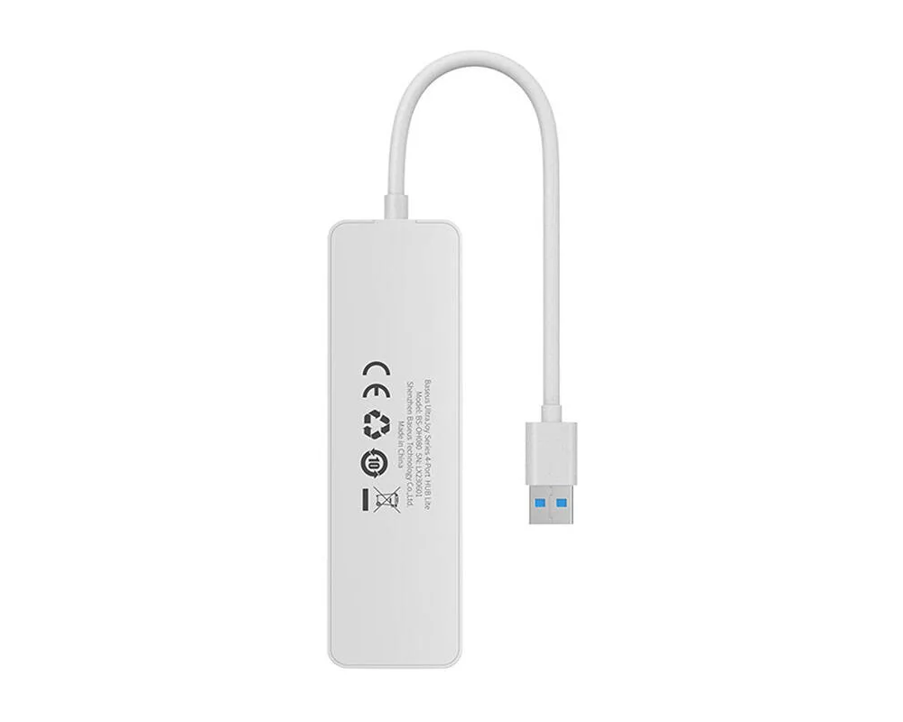 USB хъб Baseus 4 в 1 UltraJoy Lite USB-А към USB 3.0, 15 см B0005280B211-00 - бял 3