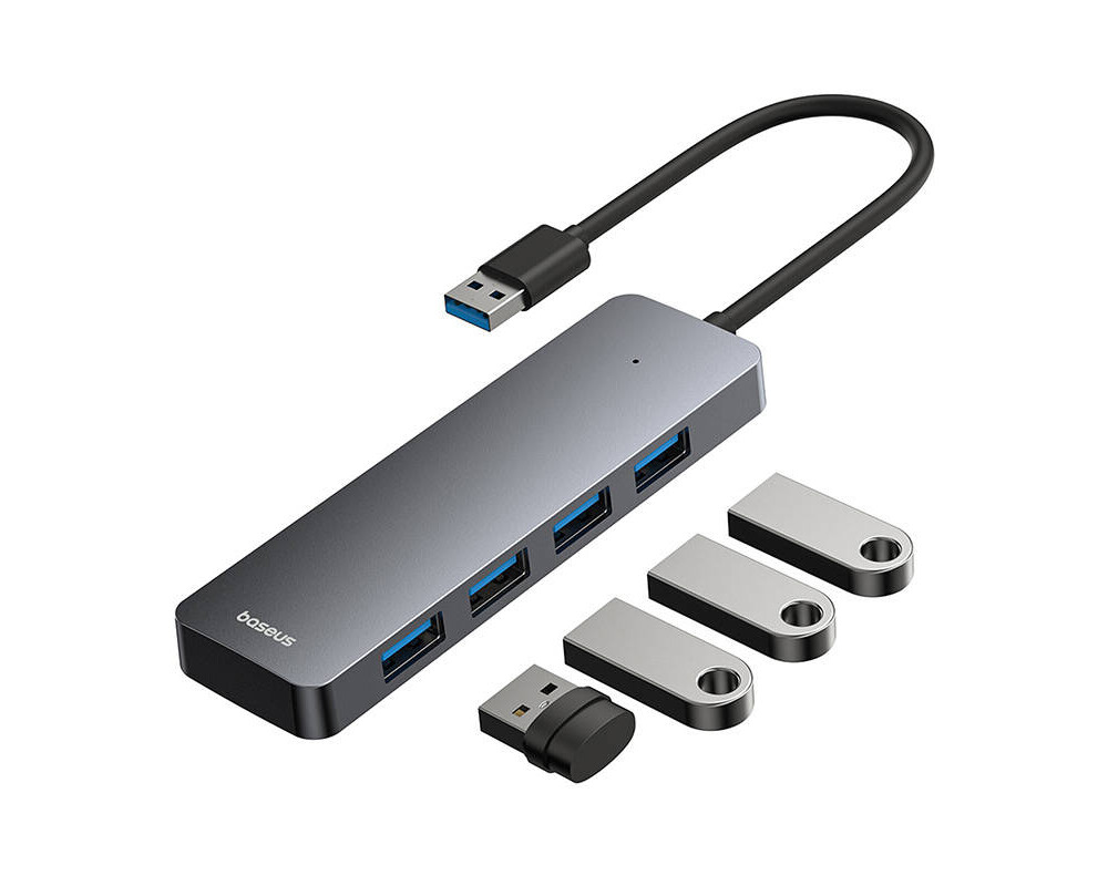 USB хъб Baseus 4 в 1 UltraJoy Lite USB-А към USB 3.0, 15 см B0005280B811-00 - сив 6