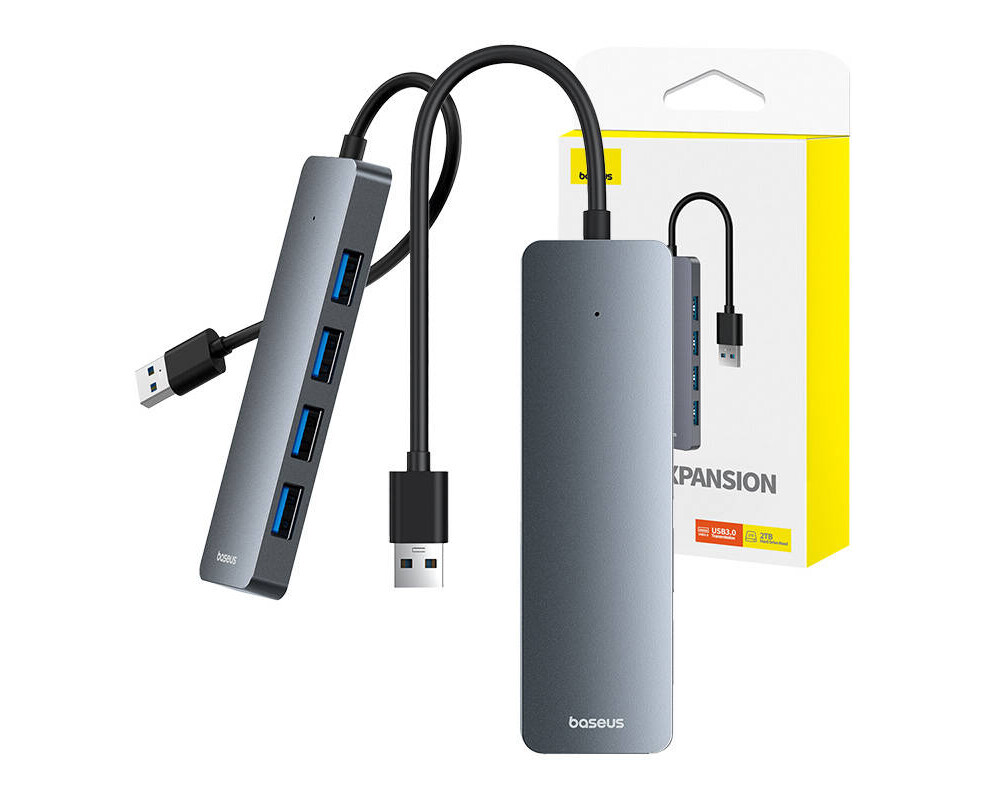 USB хъб Baseus 4 в 1 UltraJoy Lite USB-А към USB 3.0, 15 см B0005280B811-00 - сив 9