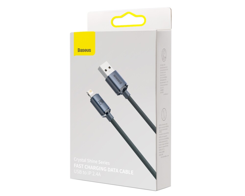 Кабел Baseus CAJY000101 Crystal Shine USB Type A към Lightning, 2.4A  2м - черен 4