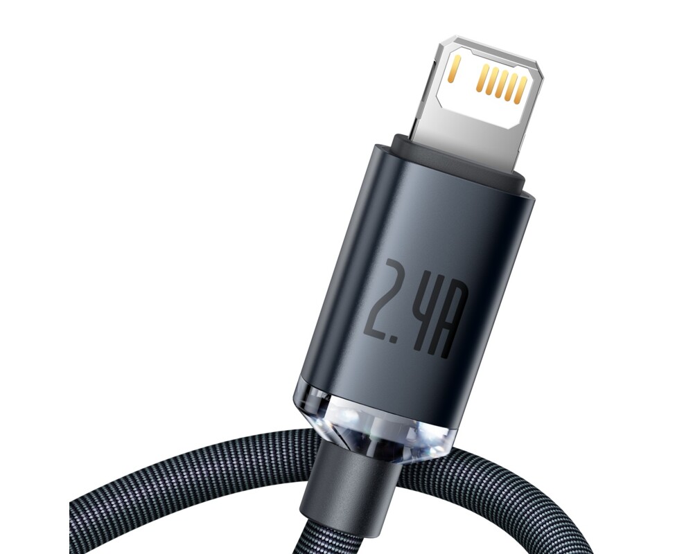 Кабел Baseus CAJY000101 Crystal Shine USB Type A към Lightning, 2.4A  2м - черен 2