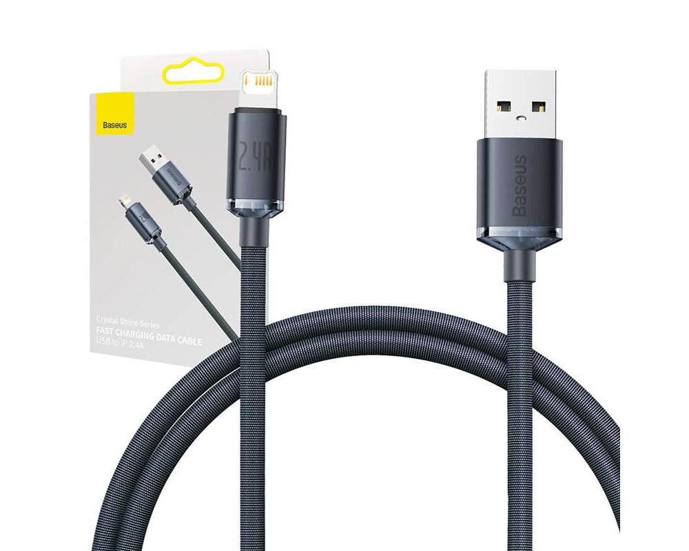 Кабел Baseus CAJY000101 Crystal Shine USB Type A към Lightning, 2.4A  2м - черен 5