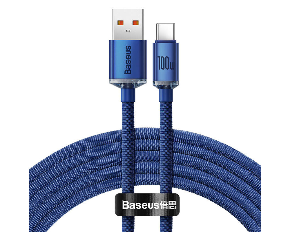 Кабел Кабел Baseus Crystal Shine USB Type A към USB Type C 100W 2м CAJY000503 - син 2