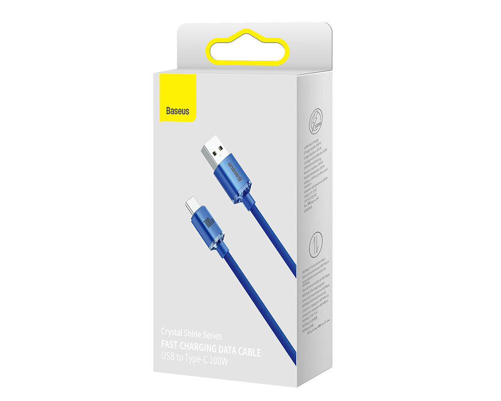 Кабел Кабел Baseus Crystal Shine USB Type A към USB Type C 100W 2м CAJY000503 - син 6