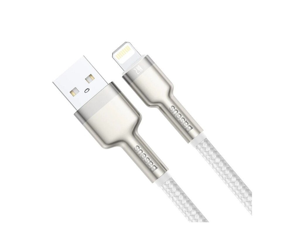 Кабел Baseus Cafule Metal Series USB-A към Lightning, 1м CALJK-A02 - бял 3