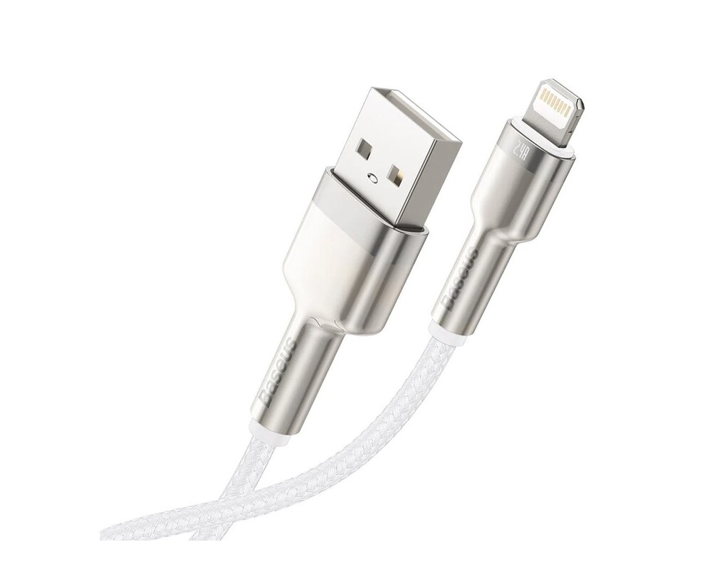 Кабел Baseus Cafule Metal Series USB-A към Lightning, 1м CALJK-A02 - бял 2