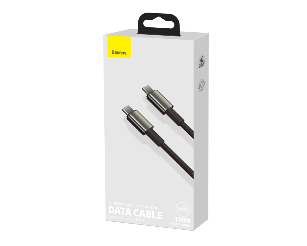 Кабел Baseus Tungsten Gold USB Type-C към USB Type-C, 2м, черен 3
