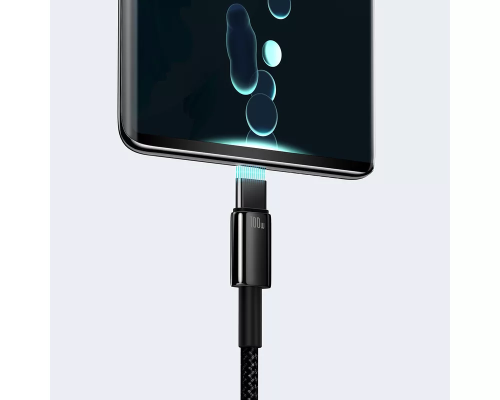 Кабел Baseus Tungsten Gold 100W USB-A към USB-C 1м CAWJ000001 - черен 11