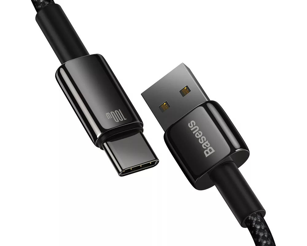 Кабел Baseus Tungsten Gold 100W USB-A към USB-C 1м CAWJ000001 - черен 3