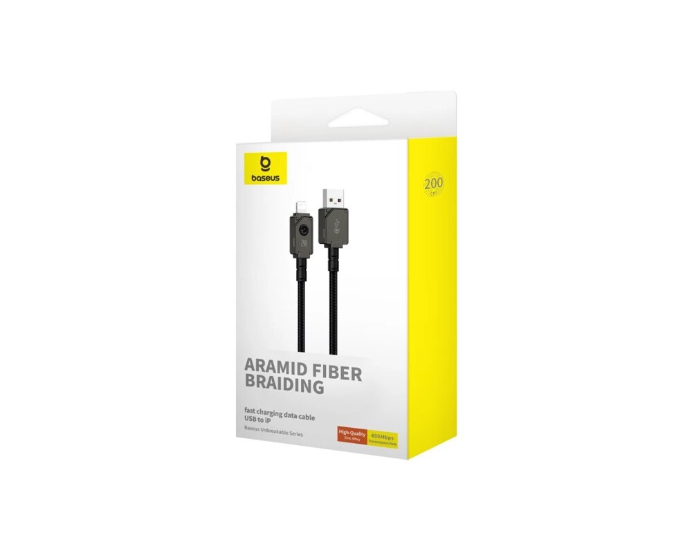 Кабел Baseus Unbreakable Series USB към Lightning 2.4A 2м P10355802111-01 - черен 9