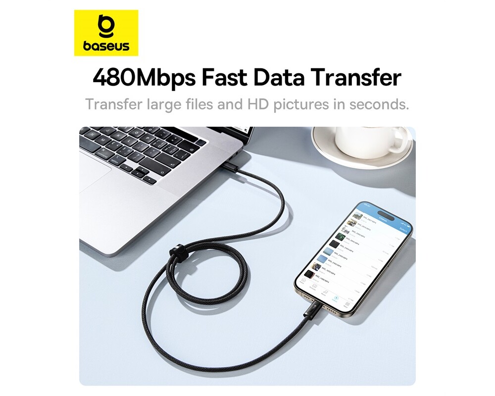 Кабел Кабел Baseus Dynamic 3 Series Type-C към Type-C 100W 1м P10367000111-00 - черен 7