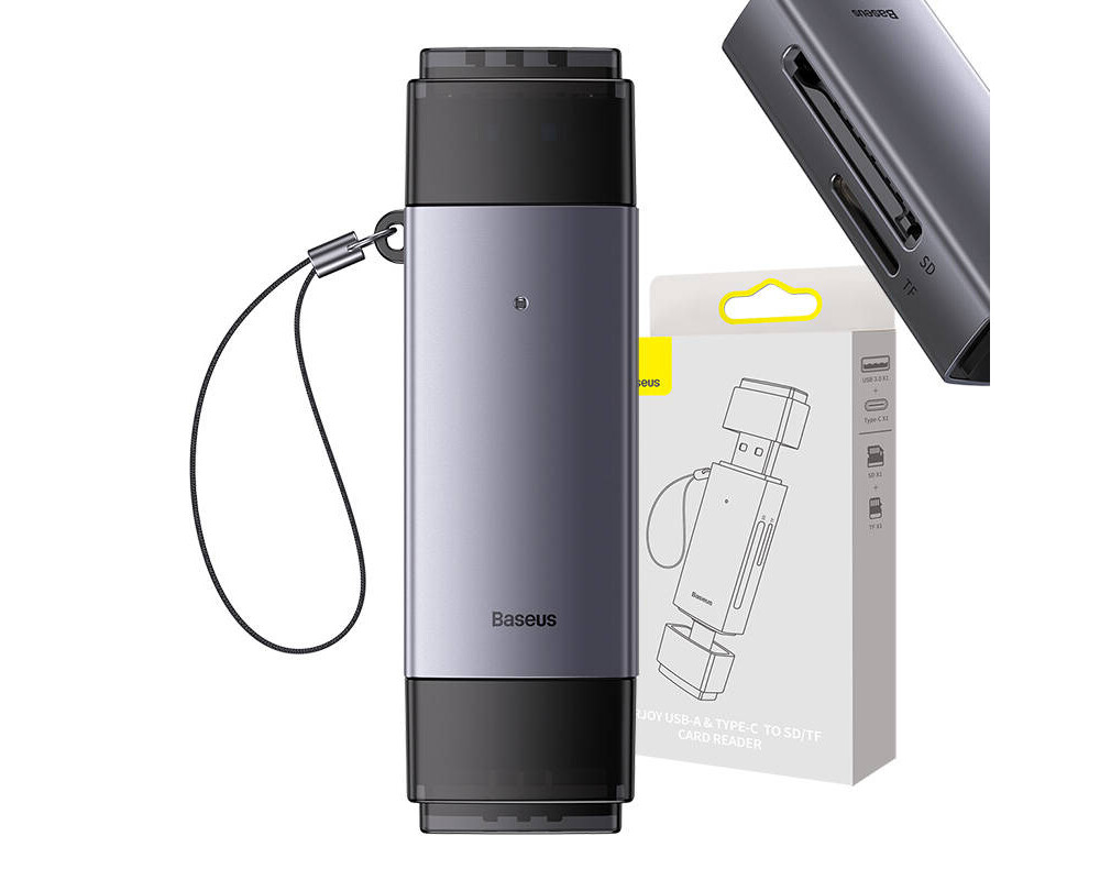Адаптери Baseus Lite Series USB-A & Type-C към SD/TF Card Reader WKQX060113 - сив