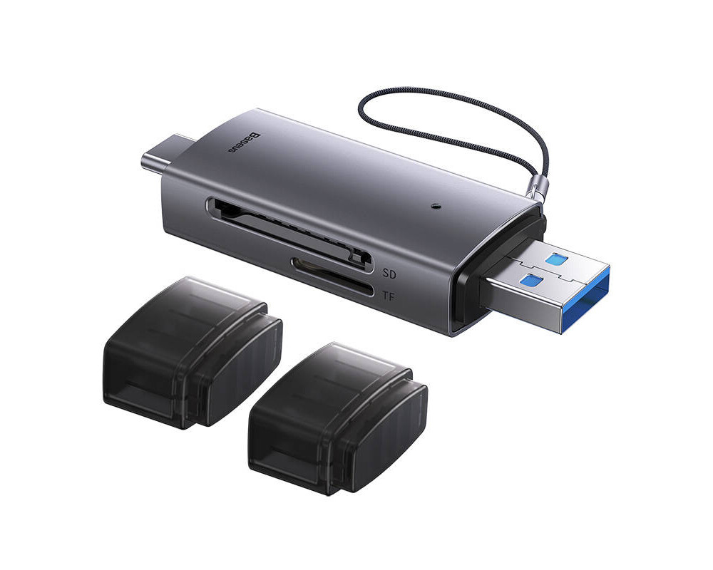 Адаптери Baseus Lite Series USB-A & Type-C към SD/TF Card Reader WKQX060113 - сив 3