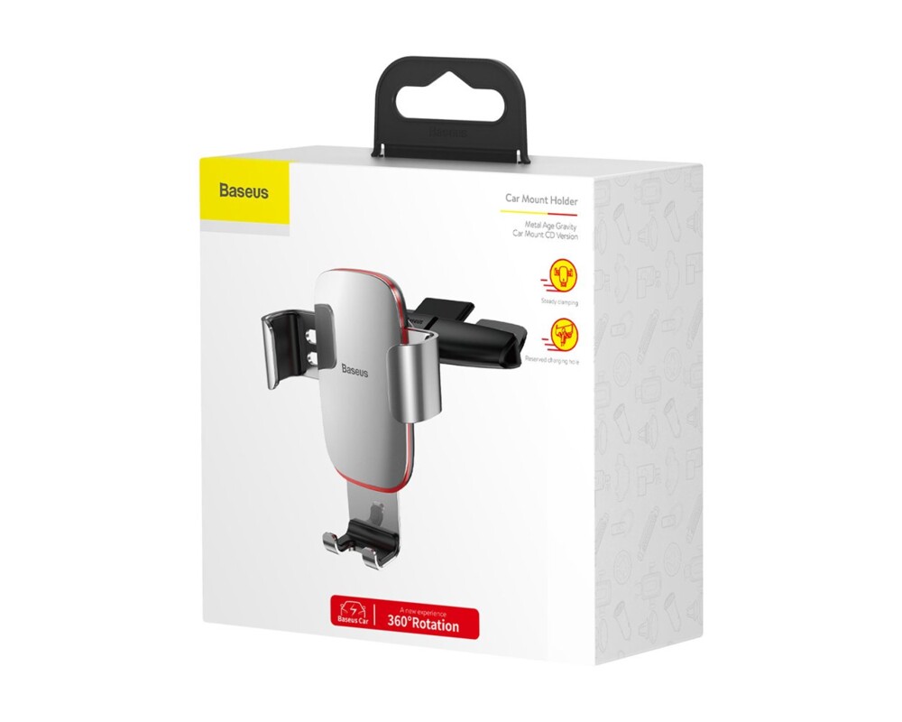 Стойка Baseus SUYL-J0S Metal Age Gravity Mount за CD слот бял 5