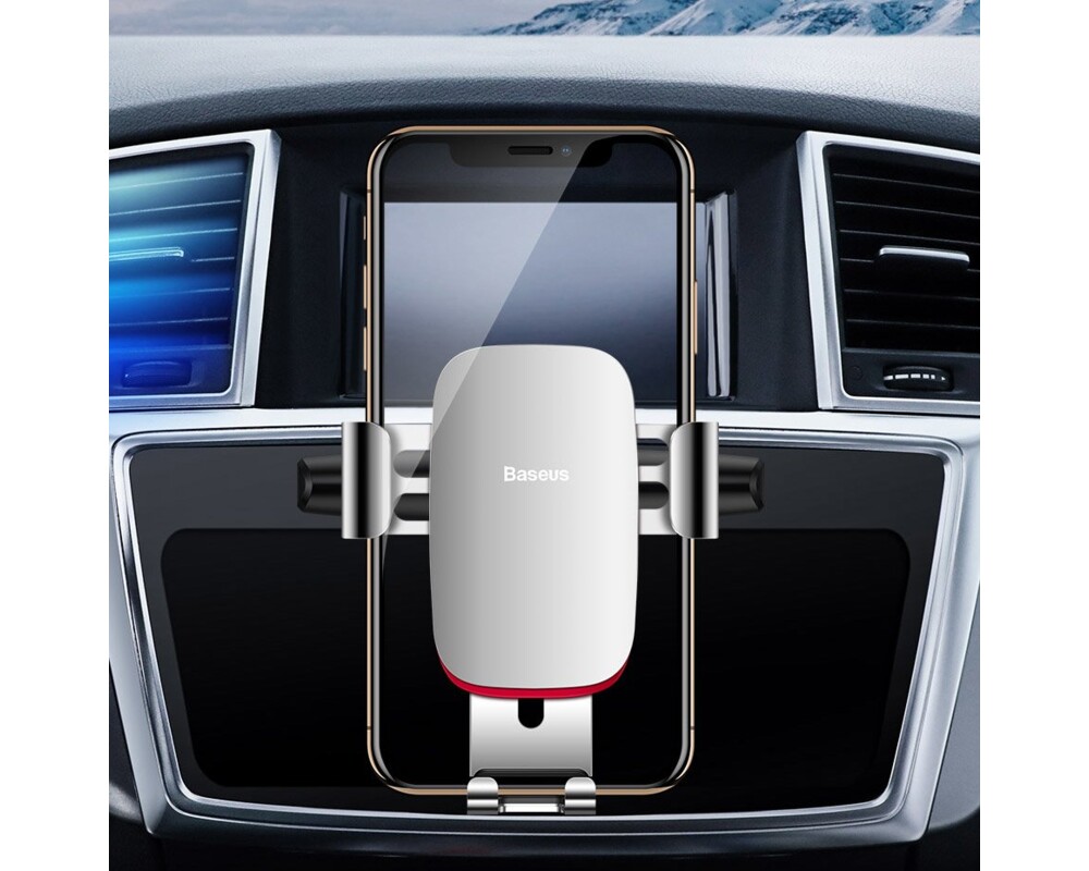 Стойка Baseus SUYL-J0S Metal Age Gravity Mount за CD слот бял 2