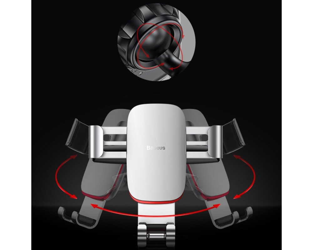 Стойка Baseus SUYL-J0S Metal Age Gravity Mount за CD слот бял 4